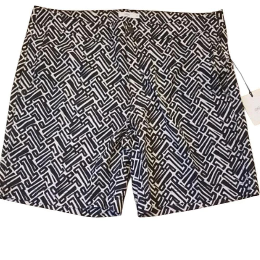 Onia Men Calder Trunks Swim Water Shorts Black White Geometric Bricks sz 30